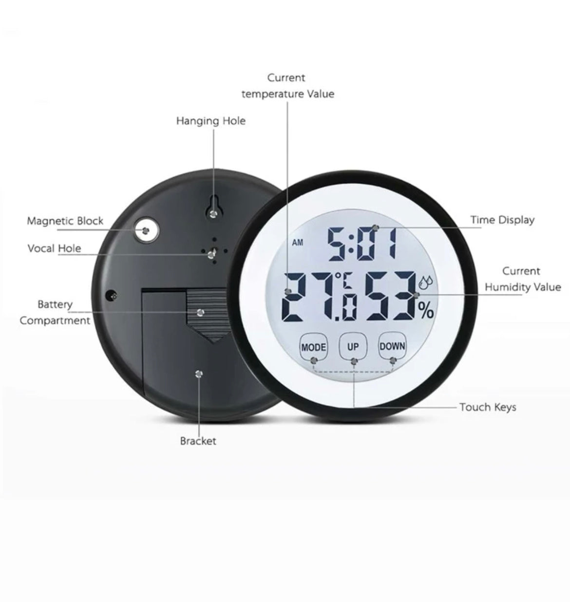 HYGROMETER WITH CLOCK